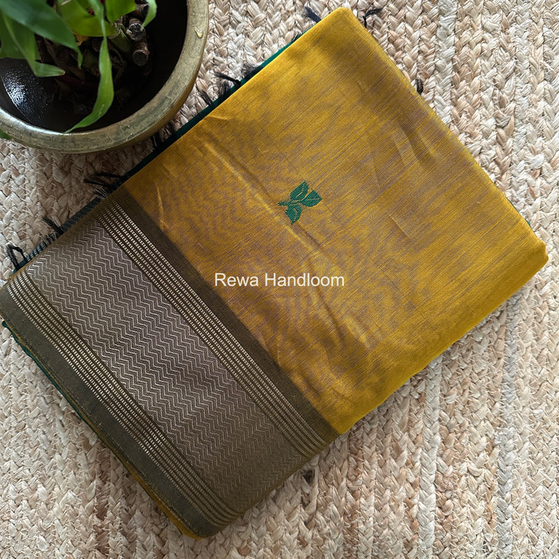 Maheshwari Mustard Yellow Resham Thread Butti Saree RBS012