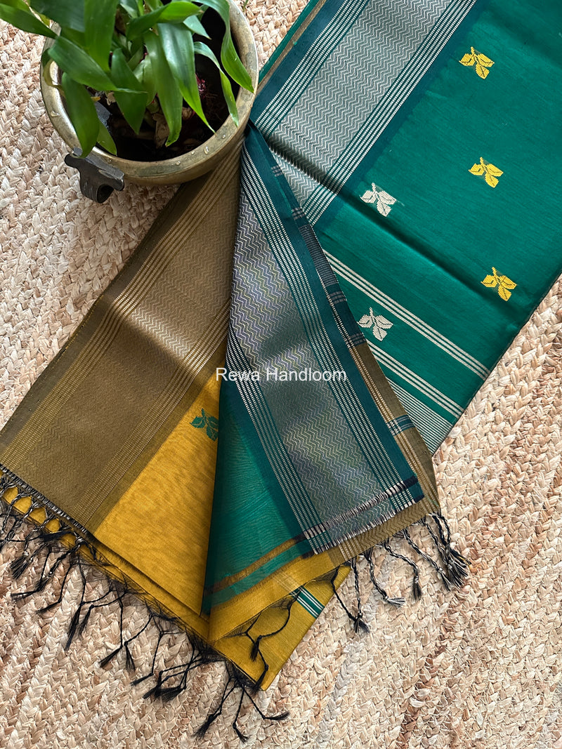 Maheshwari Mustard Yellow Resham Thread Butti Saree RBS012