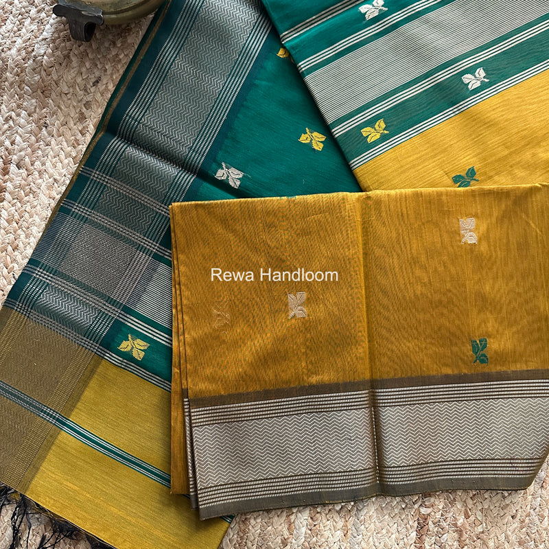 Maheshwari Mustard Yellow Resham Thread Butti Saree RBS012
