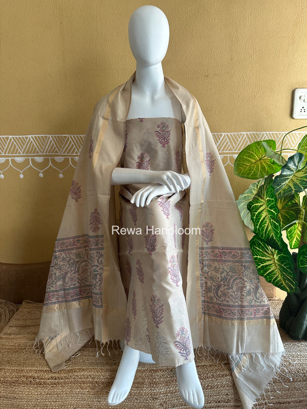 Maheshwari Handblock Print Top-Dupatta