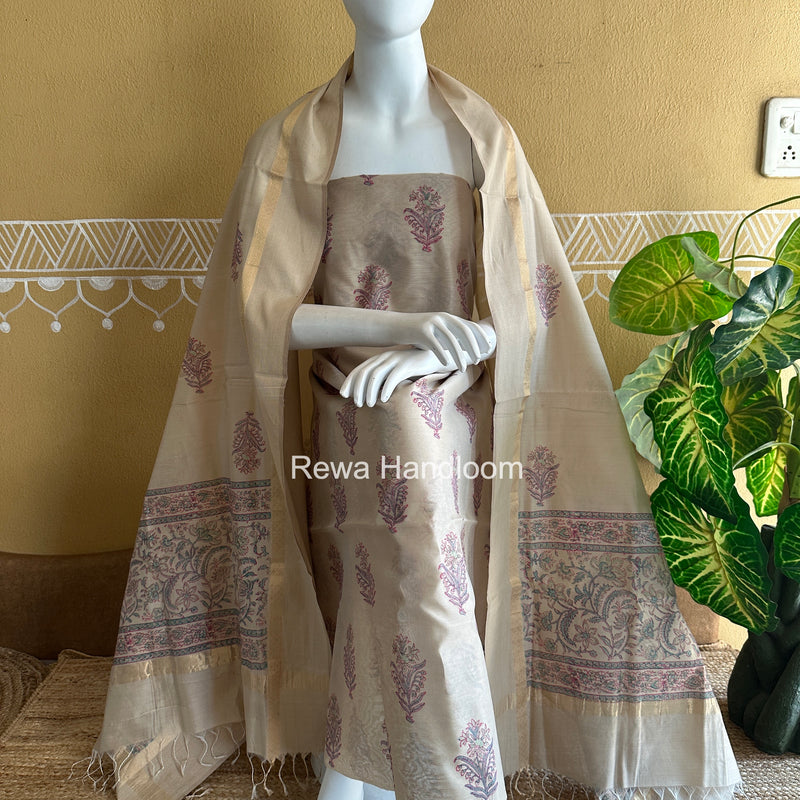 Maheshwari Handblock Print Top-Dupatta