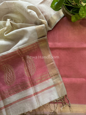 Maheshwari  Pink-Off White Tissue Buta  Dress Material-TPT47