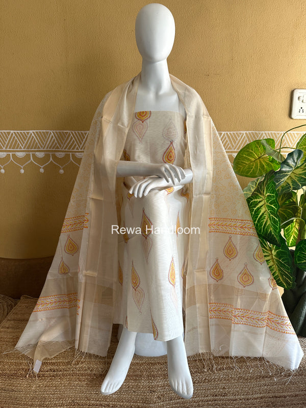 Maheshwari Handblock Print Top-Dupatta