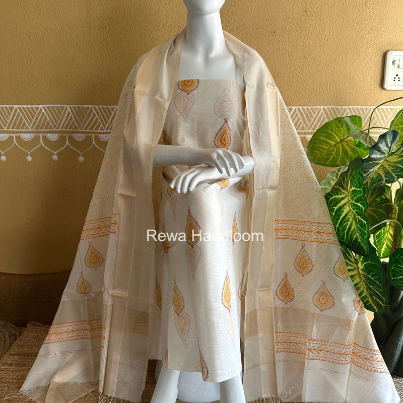 Maheshwari Handblock Print Top-Dupatta