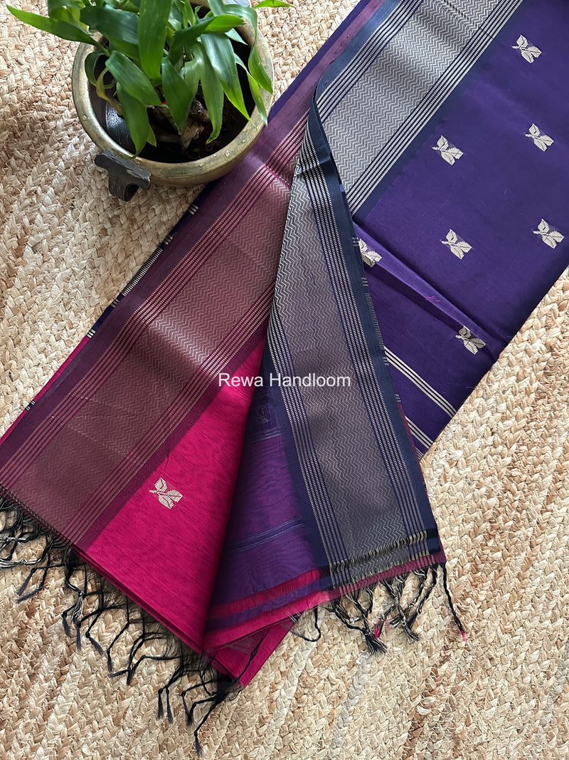 Maheshwari Magenta Resham Thread Butti Saree RBS09