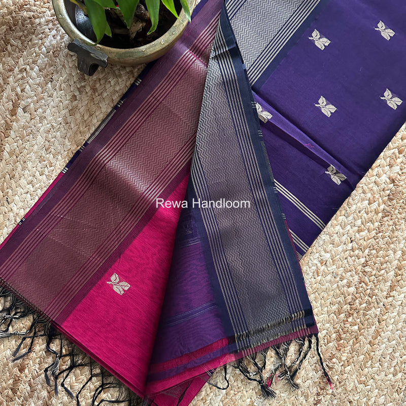 Maheshwari Magenta Resham Thread Butti Saree RBS09