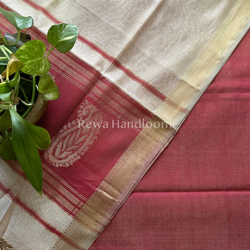Maheshwari  Magenta-Off White Tissue Buta  Dress Material-TPT46