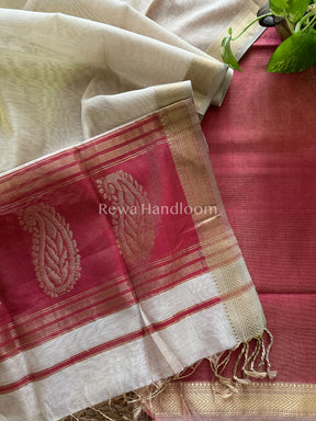 Maheshwari  Magenta-Off White Tissue Buta  Dress Material-TPT46