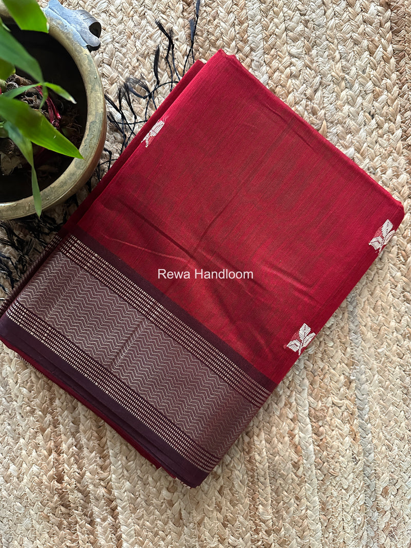 Maheshwari Maroon Resham Thread Butti Saree RBS05