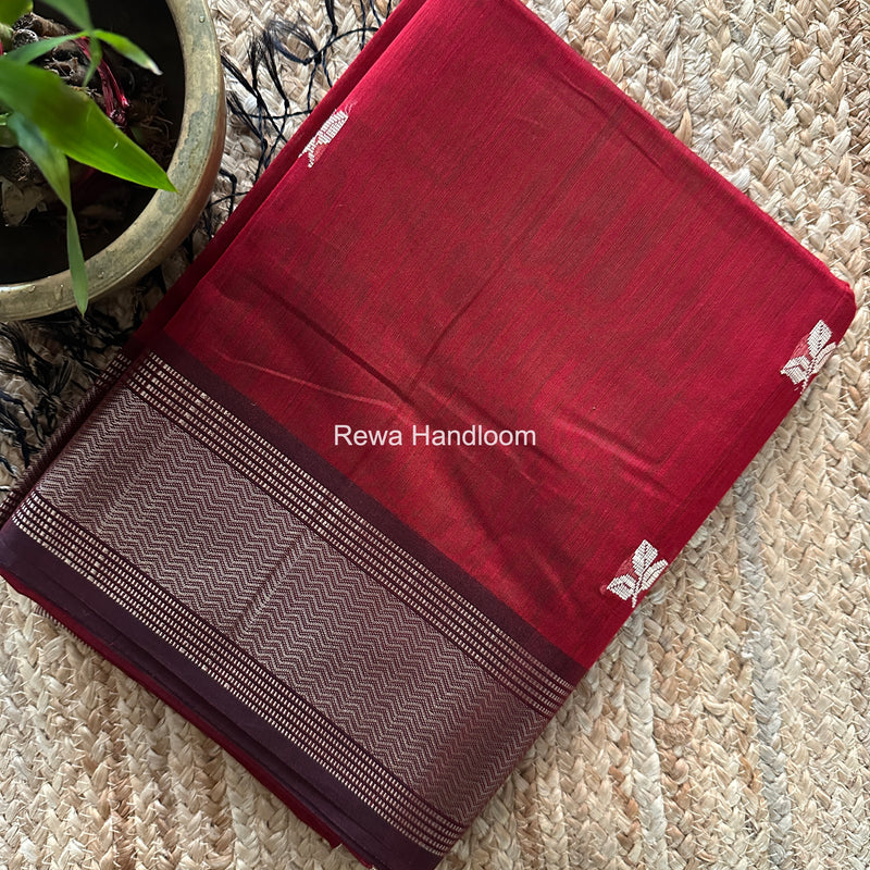 Maheshwari Maroon Resham Thread Butti Saree RBS05