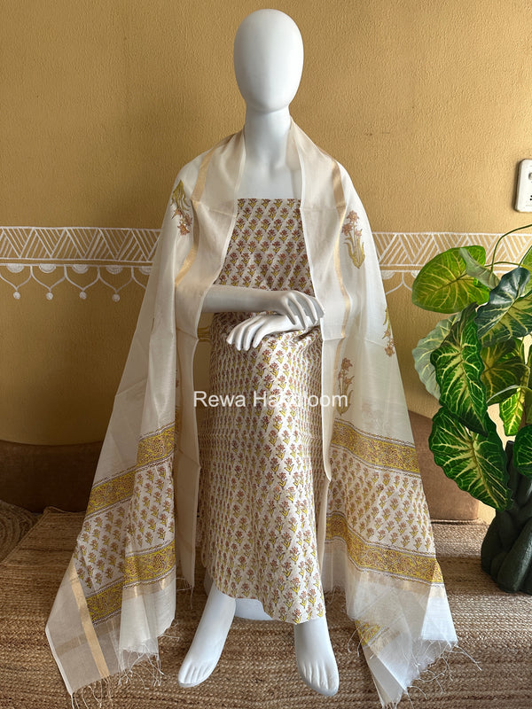 Maheshwari Handblock Print Top-Dupatta