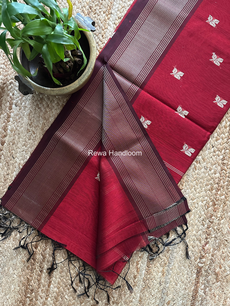 Maheshwari Maroon Resham Thread Butti Saree RBS05