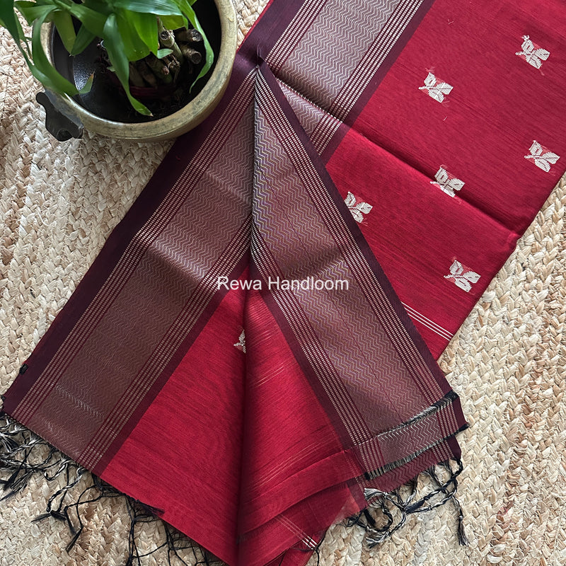 Maheshwari Maroon Resham Thread Butti Saree RBS05