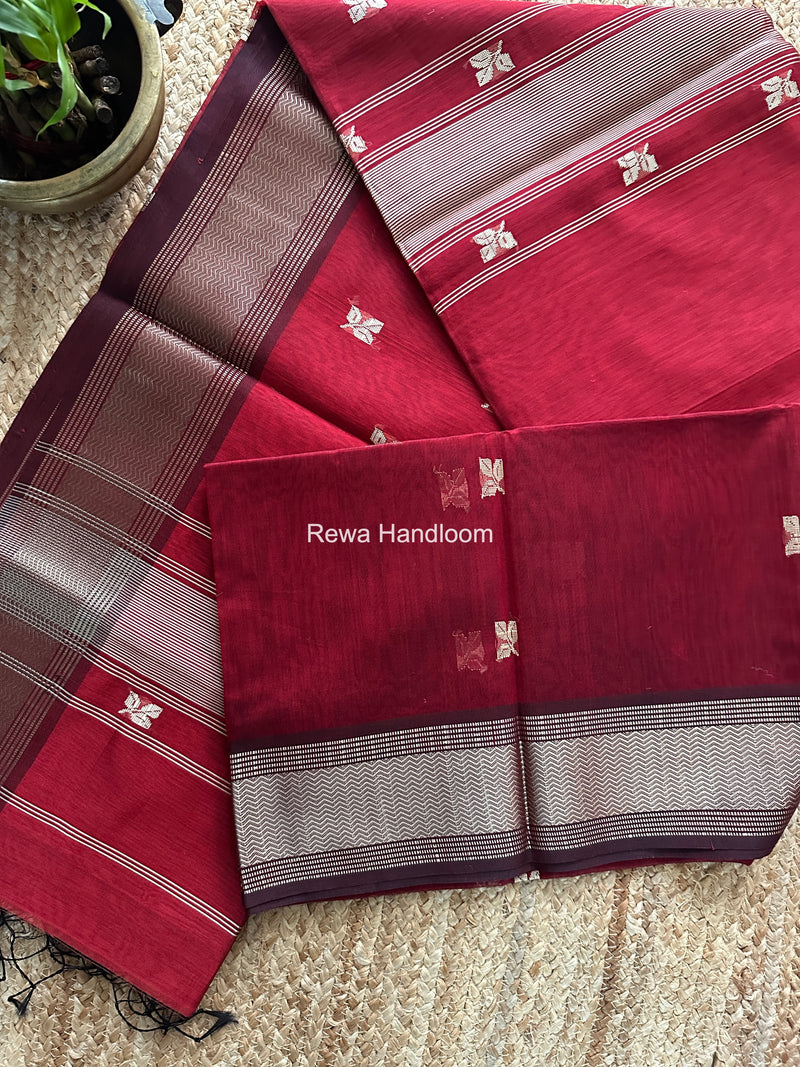 Maheshwari Maroon Resham Thread Butti Saree RBS05