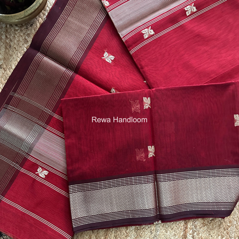 Maheshwari Maroon Resham Thread Butti Saree RBS05