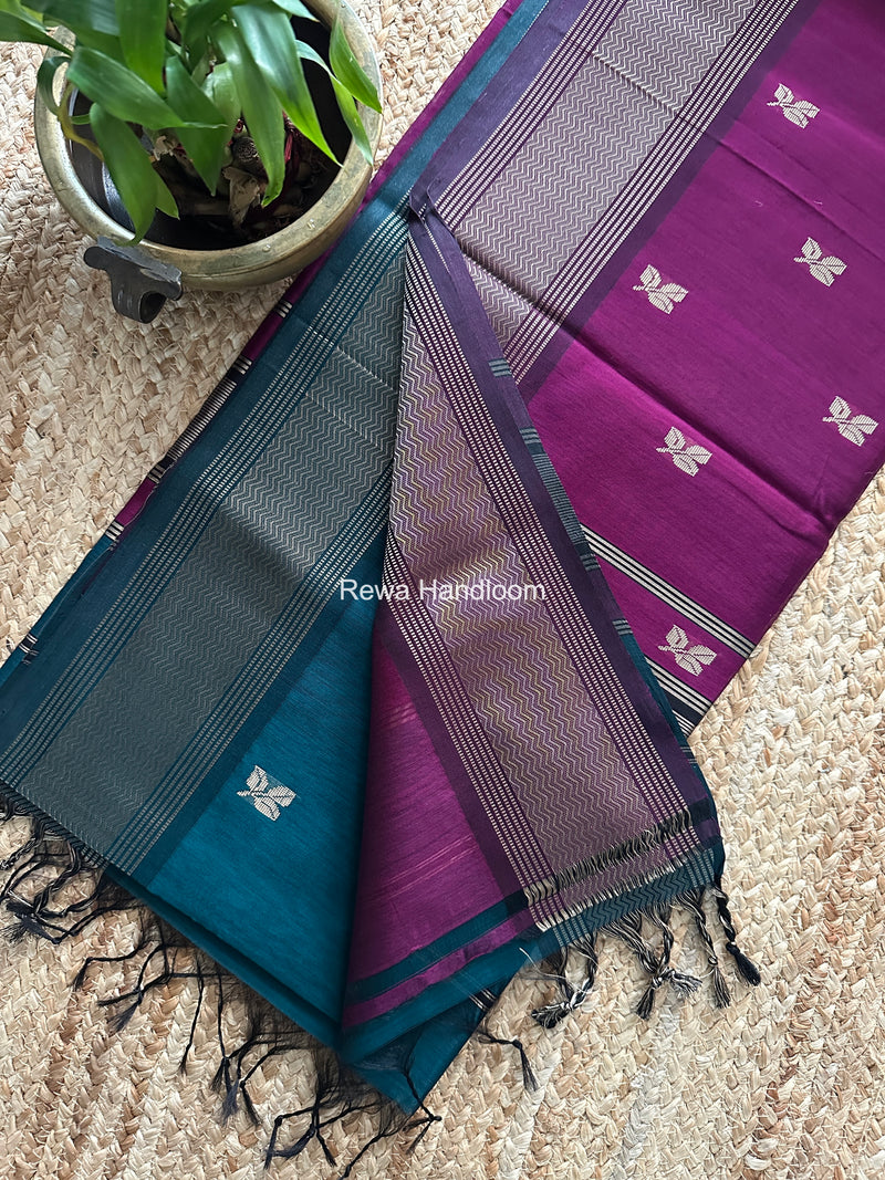 Maheshwari Rama Green Resham Thread Butti Saree RBS07