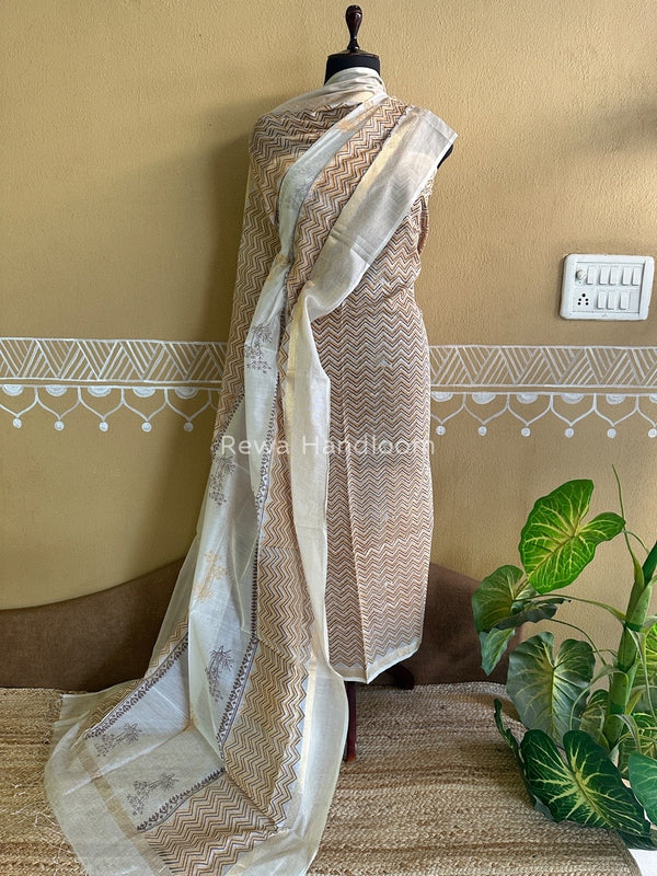 Maheshwari Handblock Print Top-Dupatta