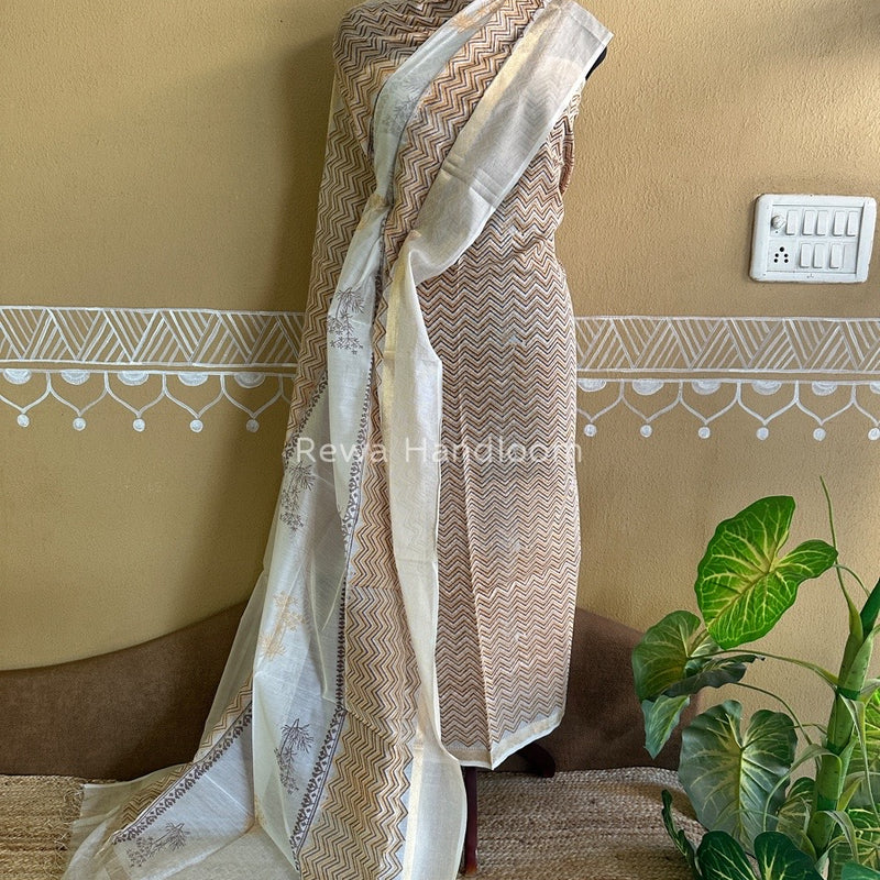 Maheshwari Handblock Print Top-Dupatta
