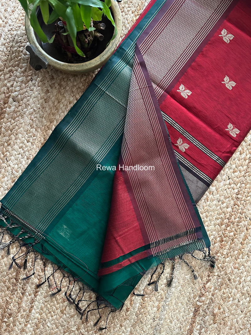 Maheshwari Green Resham Thread Butti Saree RBS010