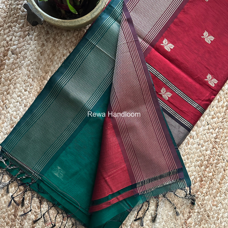 Maheshwari Green Resham Thread Butti Saree RBS010