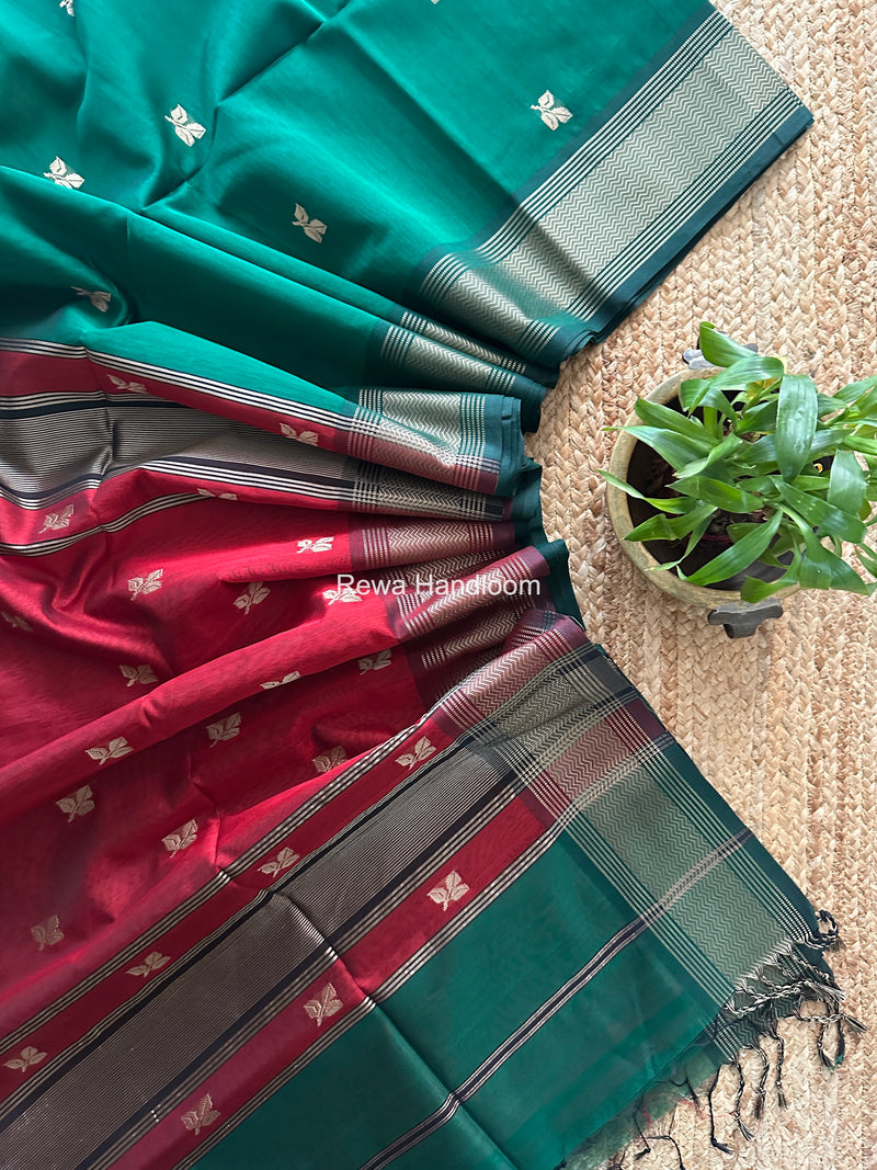 Maheshwari Green Resham Thread Butti Saree RBS010