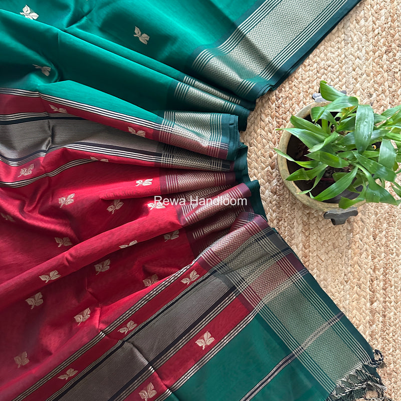 Maheshwari Green Resham Thread Butti Saree RBS010