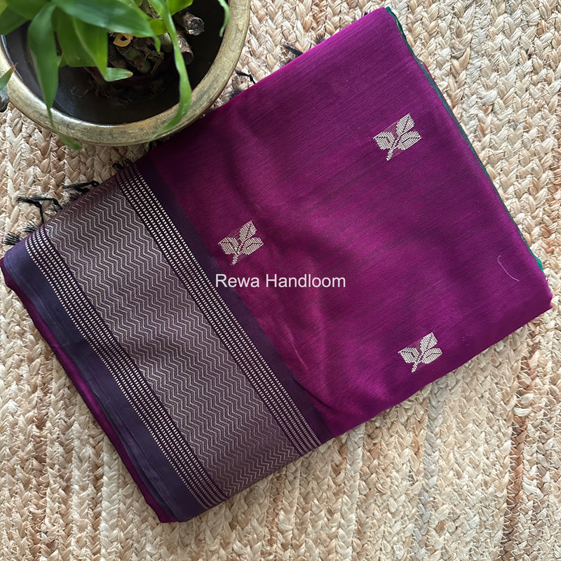 Maheshwari Dark Purple Resham Thread Butti Saree RBS06