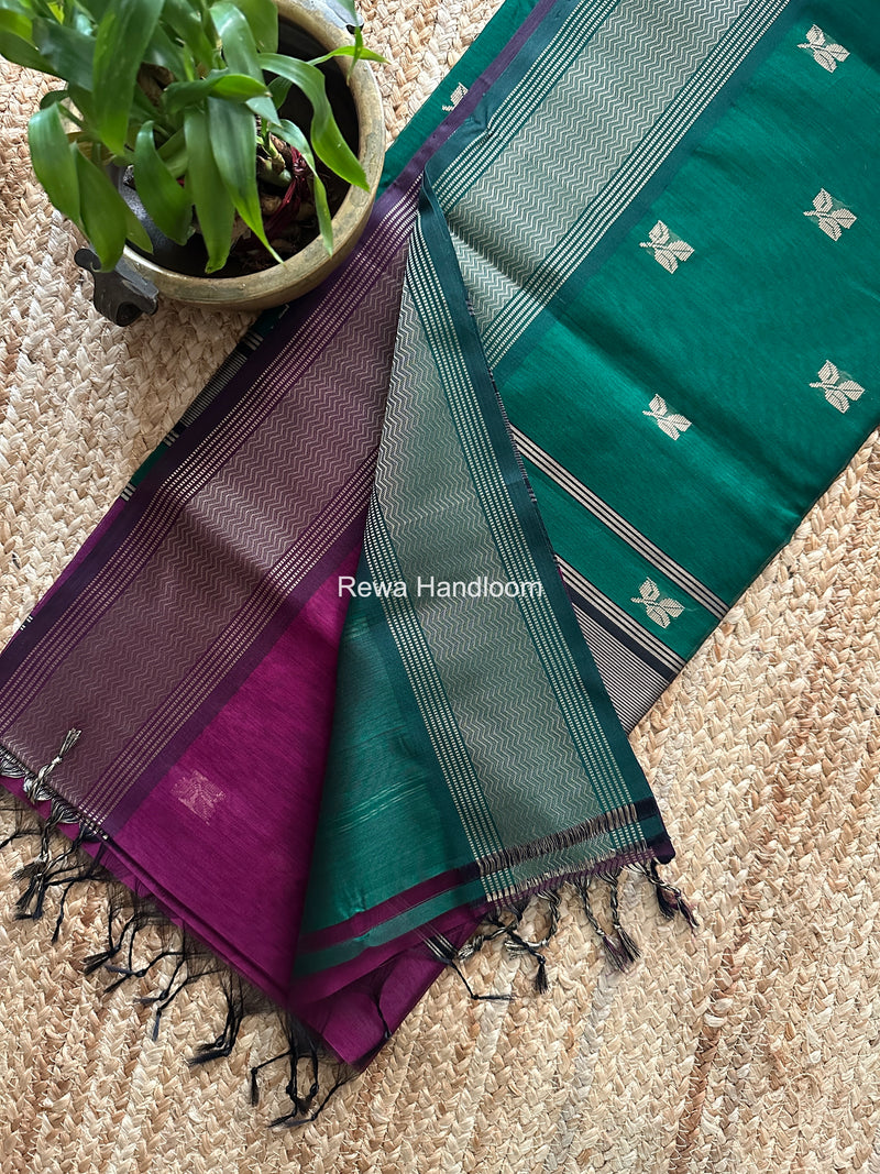 Maheshwari Dark Purple Resham Thread Butti Saree RBS06