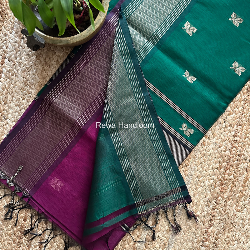 Maheshwari Dark Purple Resham Thread Butti Saree RBS06