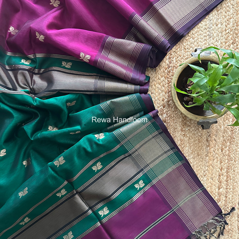 Maheshwari Dark Purple Resham Thread Butti Saree RBS06