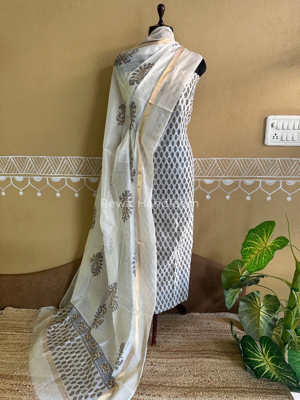 Maheshwari Handblock Print Top-Dupatta