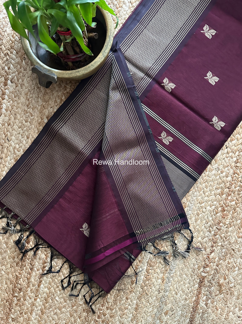 Maheshwari Wine Resham Thread Butti Saree RBS011