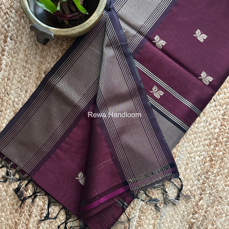 Maheshwari Wine Resham Thread Butti Saree RBS011