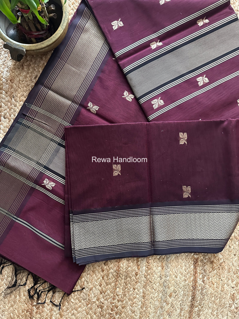 Maheshwari Wine Resham Thread Butti Saree RBS011