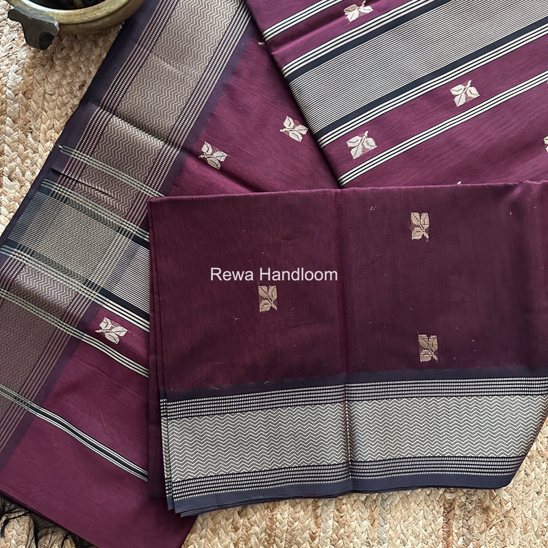 Maheshwari Wine Resham Thread Butti Saree RBS011