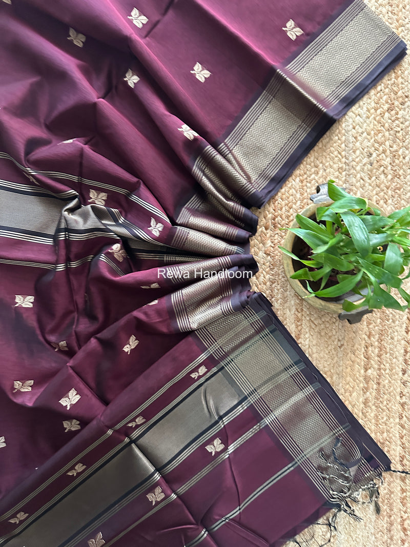 Maheshwari Wine Resham Thread Butti Saree RBS011