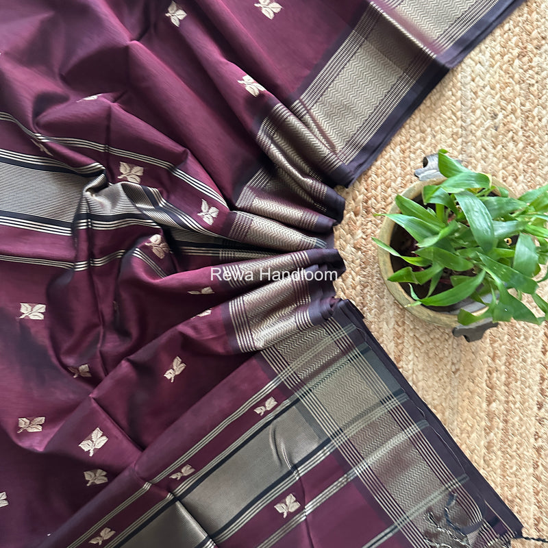Maheshwari Wine Resham Thread Butti Saree RBS011