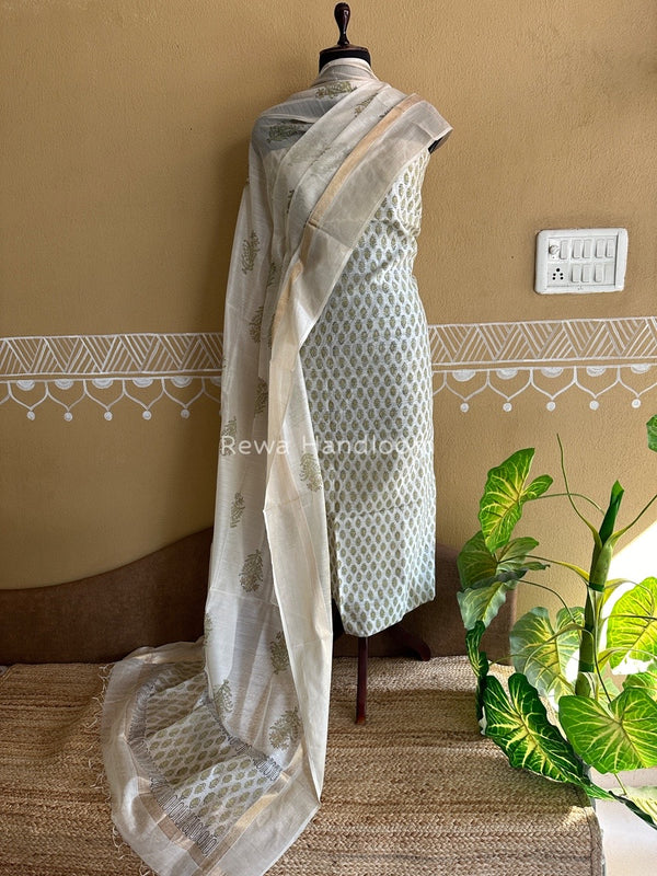 Maheshwari Handblock Print Top-Dupatta