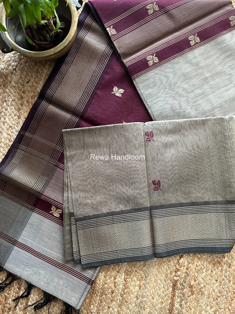 Maheshwari Beige Resham Thread Butti Saree RBS08