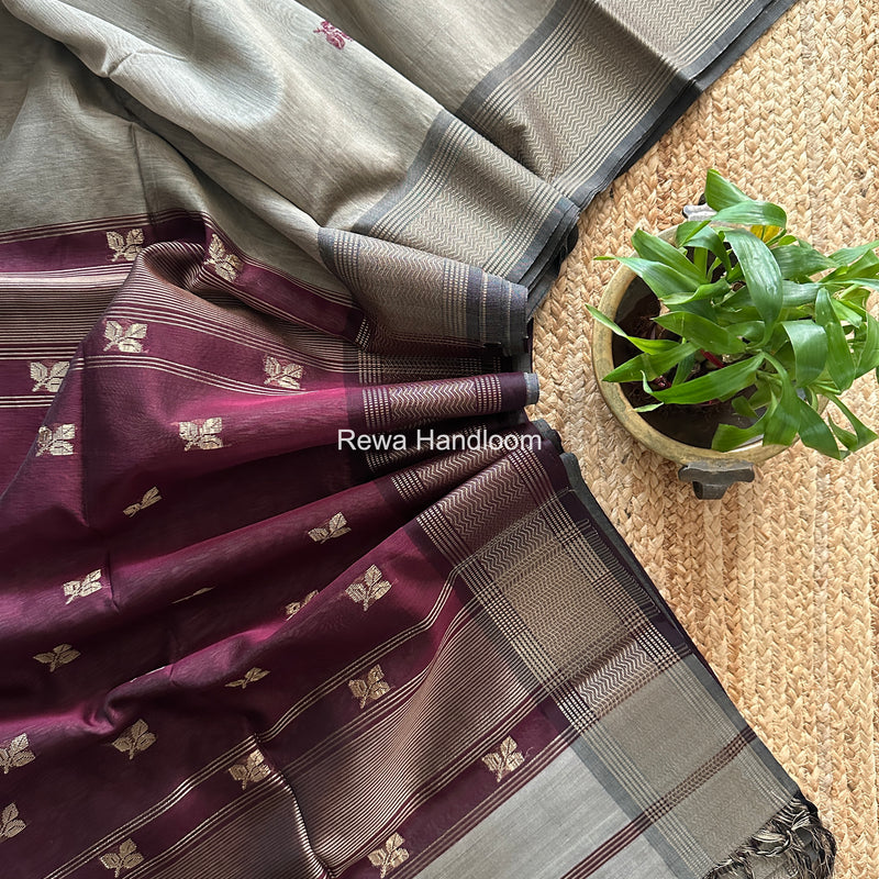 Maheshwari Beige Resham Thread Butti Saree RBS08