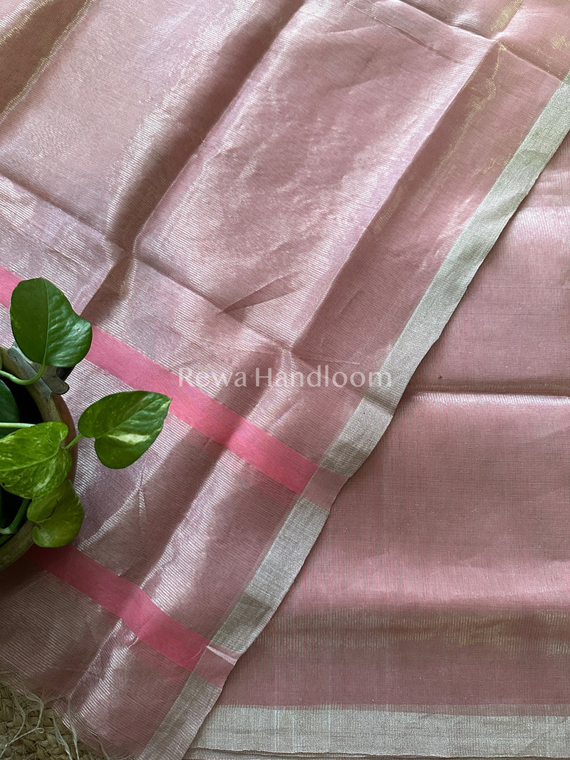 Maheshwari Peach Pink Tissue Dress Material-STB01