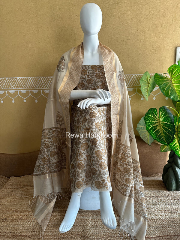 Maheshwari Handblock Print Top-Dupatta