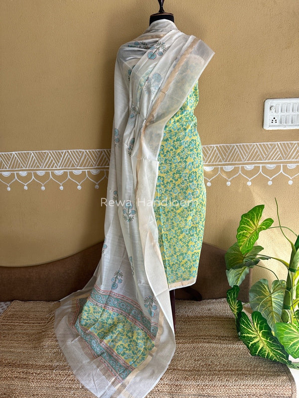 Maheshwari Handblock Print Top-Dupatta