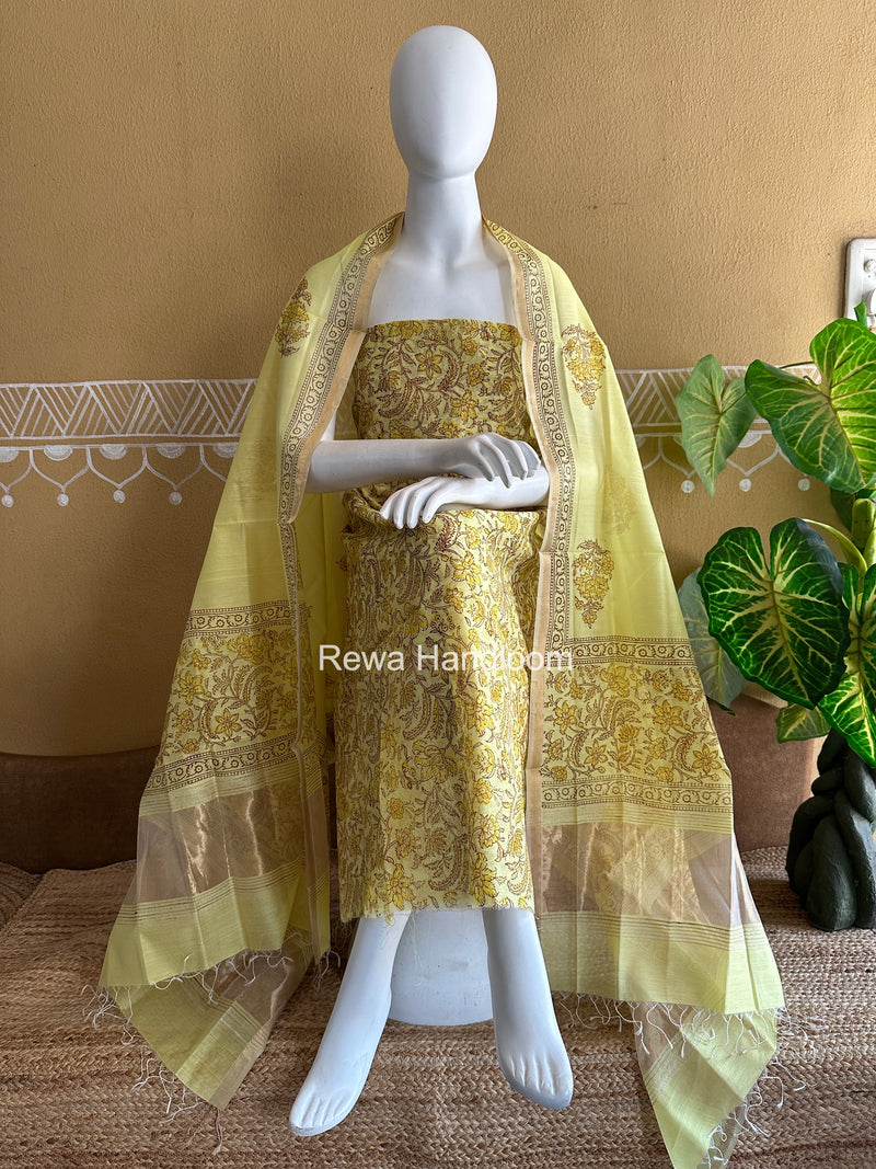 Maheshwari Handblock Print Top-Dupatta