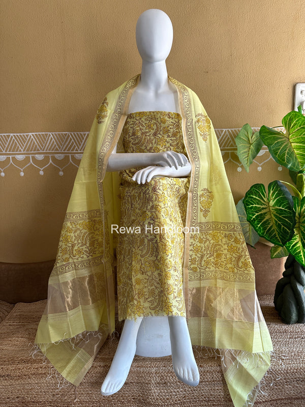Maheshwari Handblock Print Top-Dupatta
