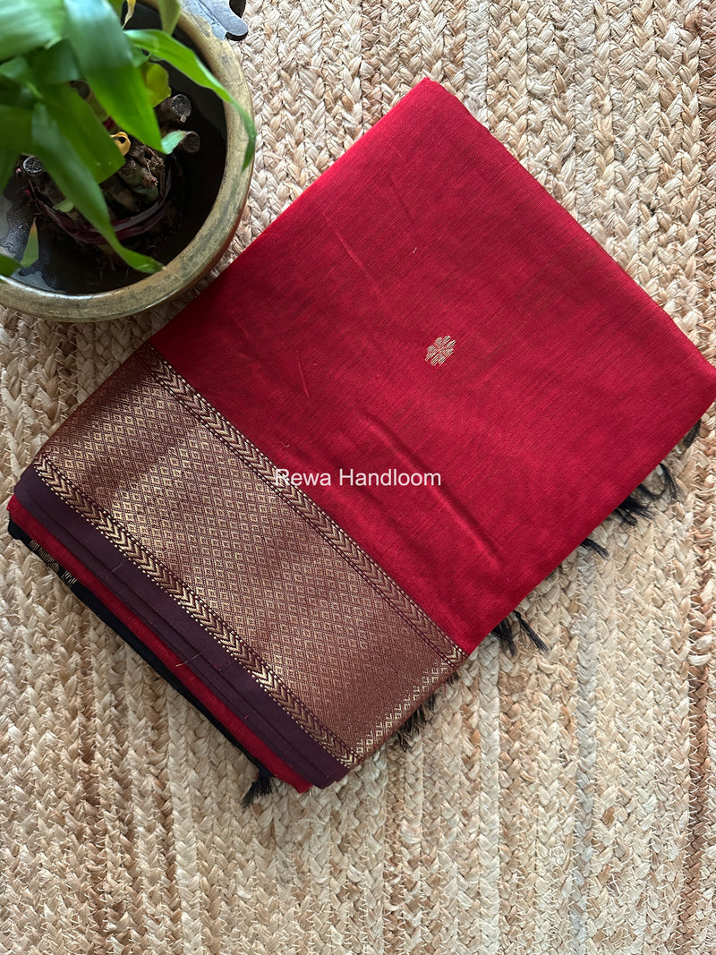 Maheshwari Red Lotus Butta Saree LBS0116