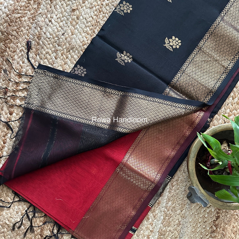 Maheshwari Red Lotus Butta Saree LBS0116