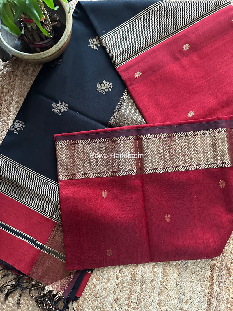 Maheshwari Red Lotus Butta Saree LBS0116