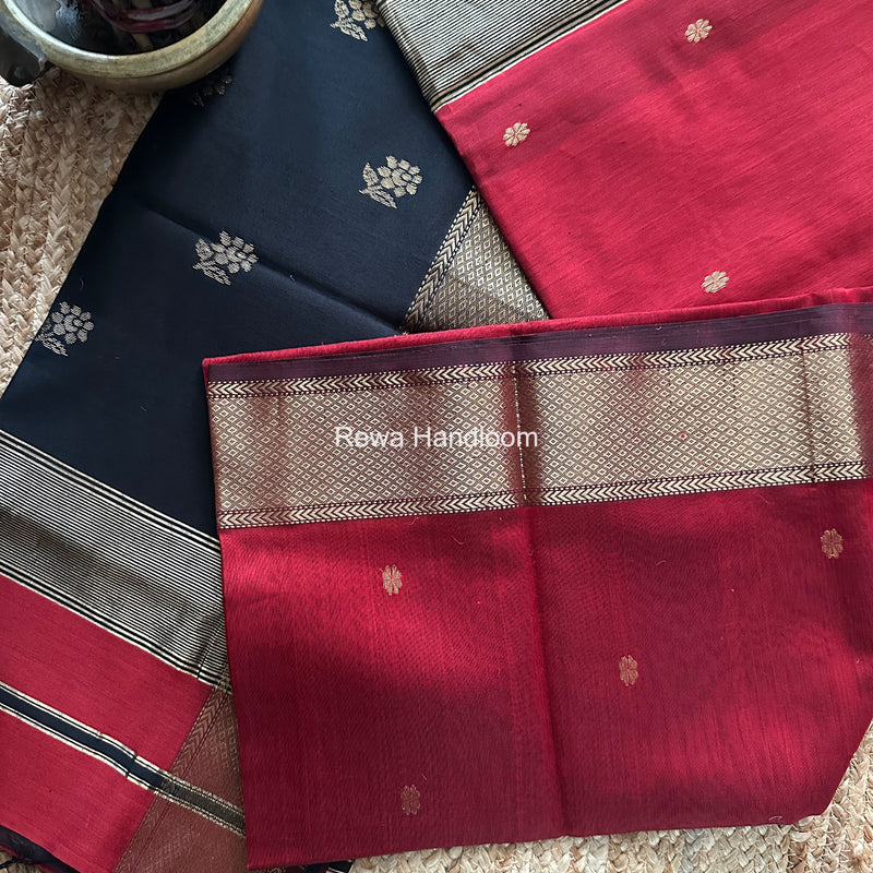 Maheshwari Red Lotus Butta Saree LBS0116