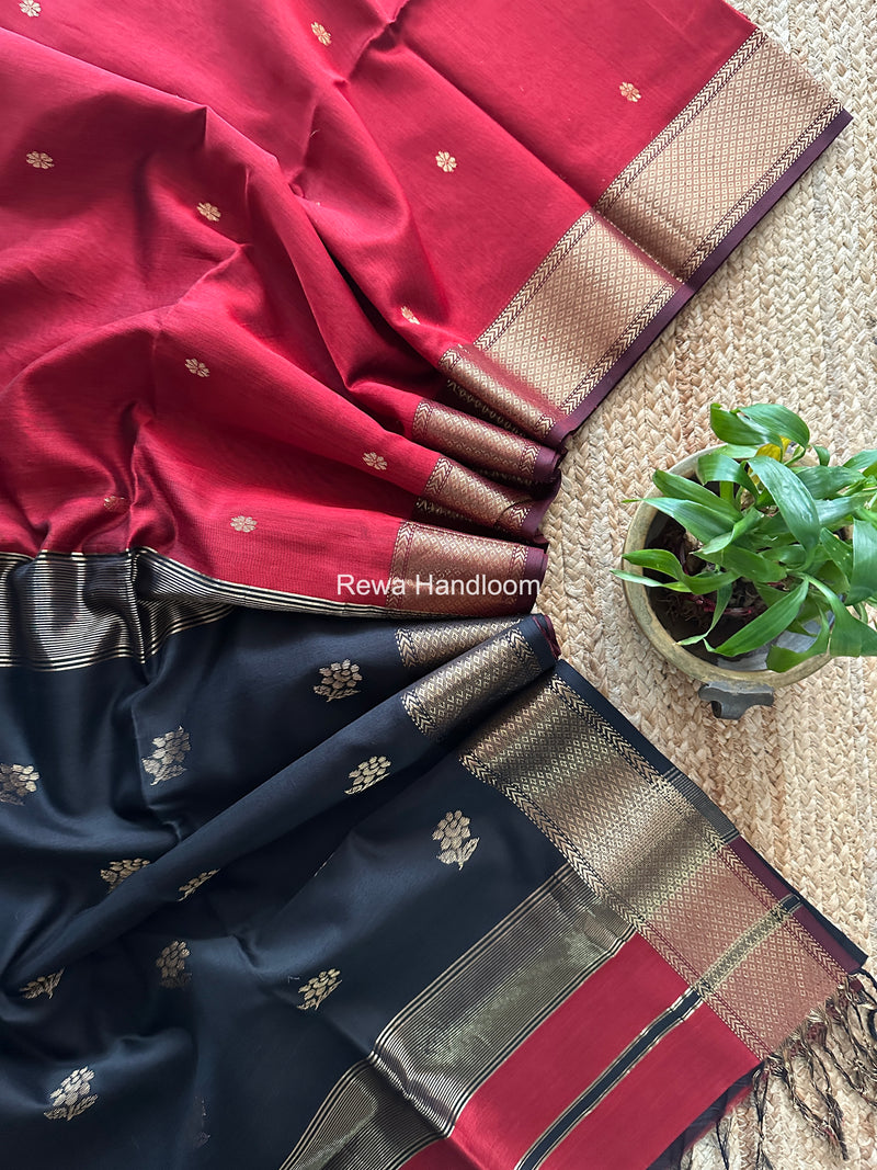 Maheshwari Red Lotus Butta Saree LBS0116